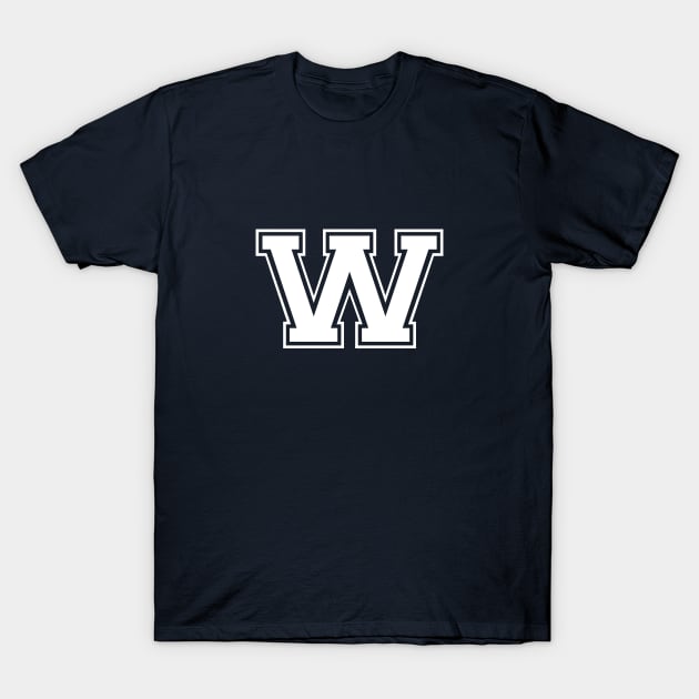 Initial Letter W - Varsity Style Design T-Shirt by Hotshots